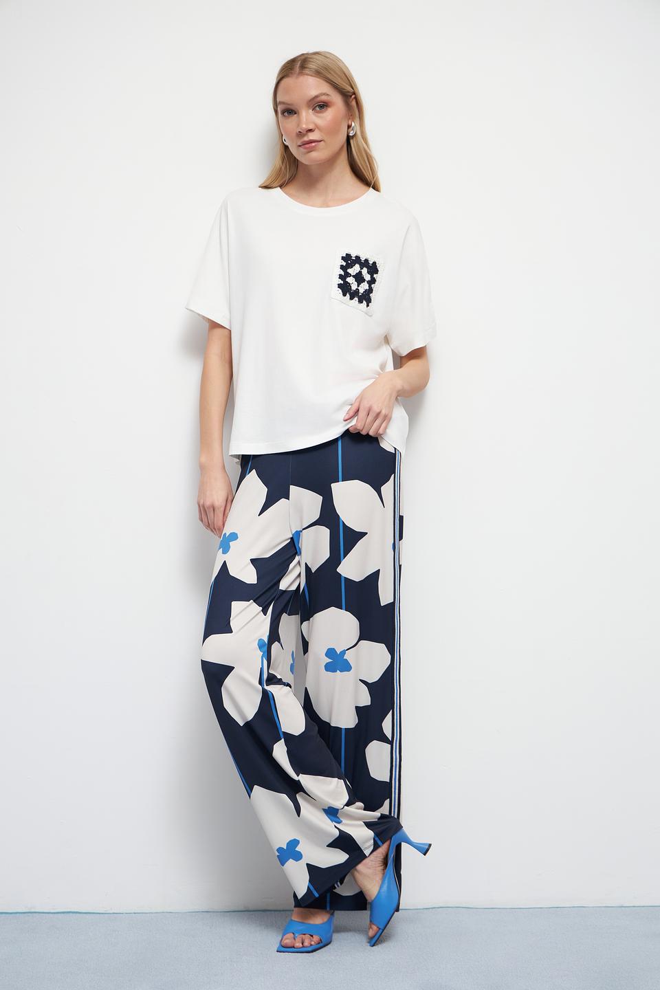 Брюки клёш Oui с цветочным принтом