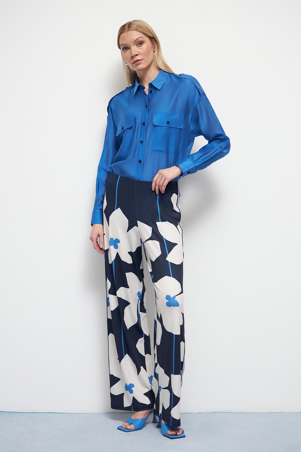 Рубашка Oui длинный рукав синяя