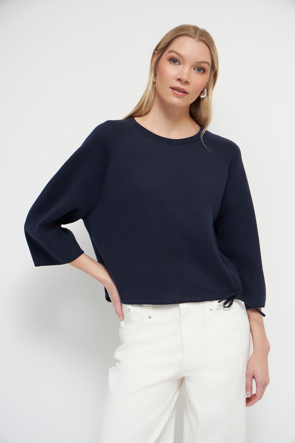 Пуловер Oui с завязками темно-синий