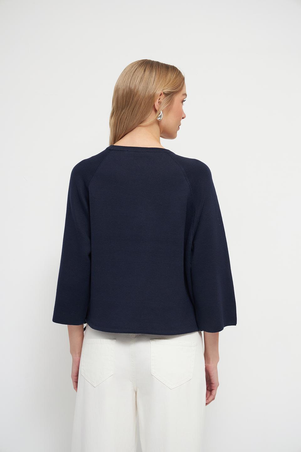 Пуловер Oui с завязками темно-синий