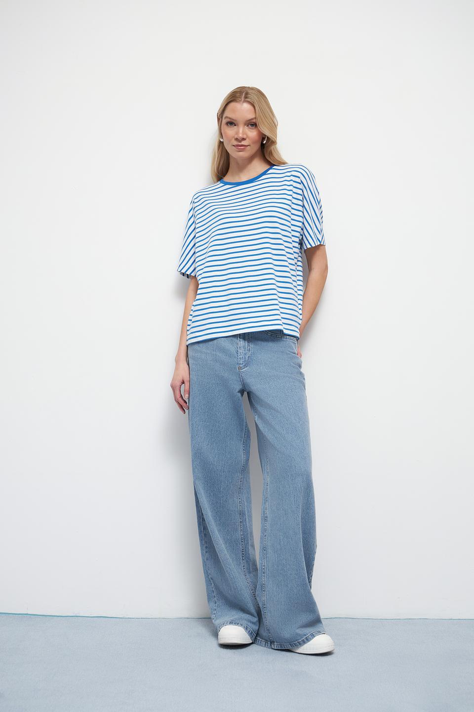 Джинсы широкого кроя Oui голубые