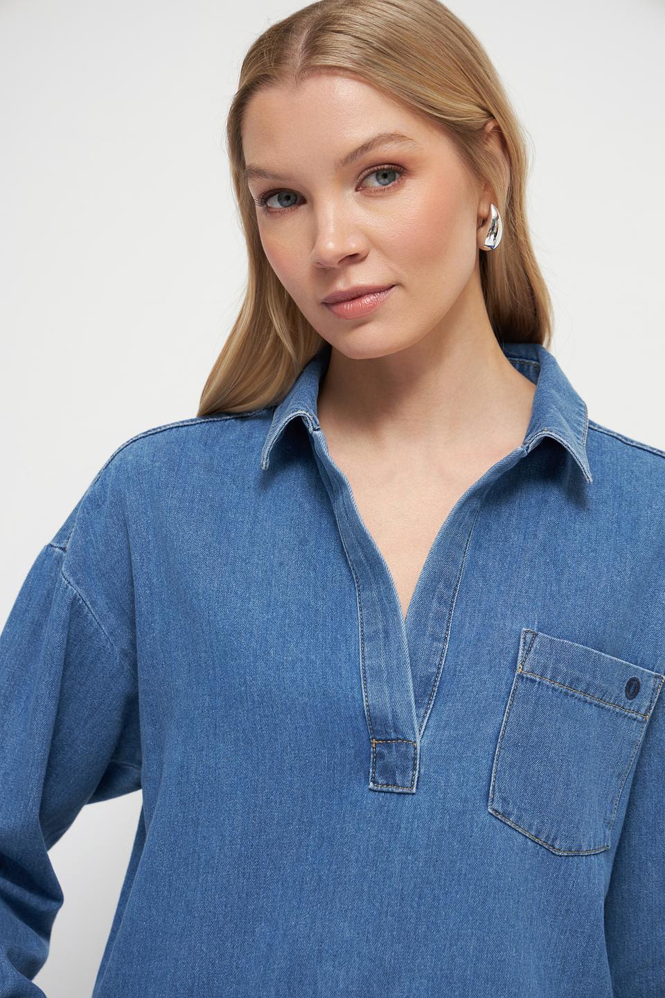 Блуза Oui деним голубой