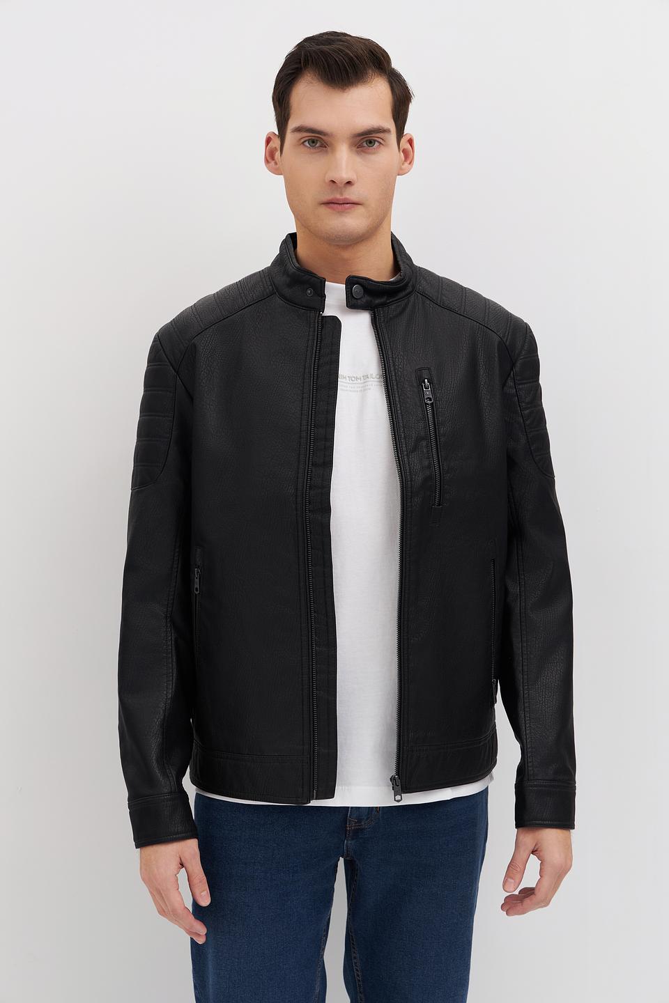 Куртка Tom Tailor кожаная чёрная