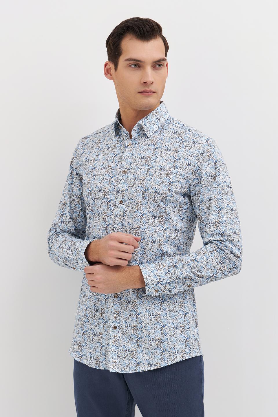 Рубашка Venti с принтом голубой