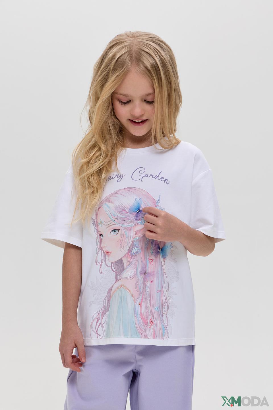 Белая футболка Choupette для девочки с принтом
