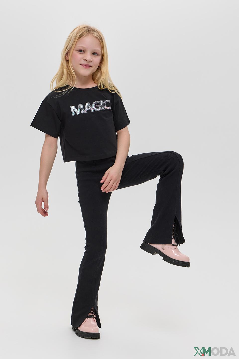 Брюки Choupette дев. с разрезами черные