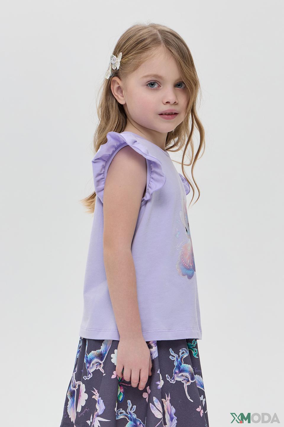 Футболка Choupette лавандовая с драконом и рукавами крылышками