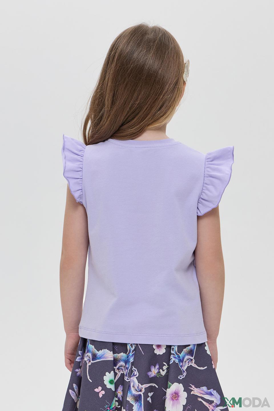 Футболка Choupette лавандовая с драконом и рукавами крылышками