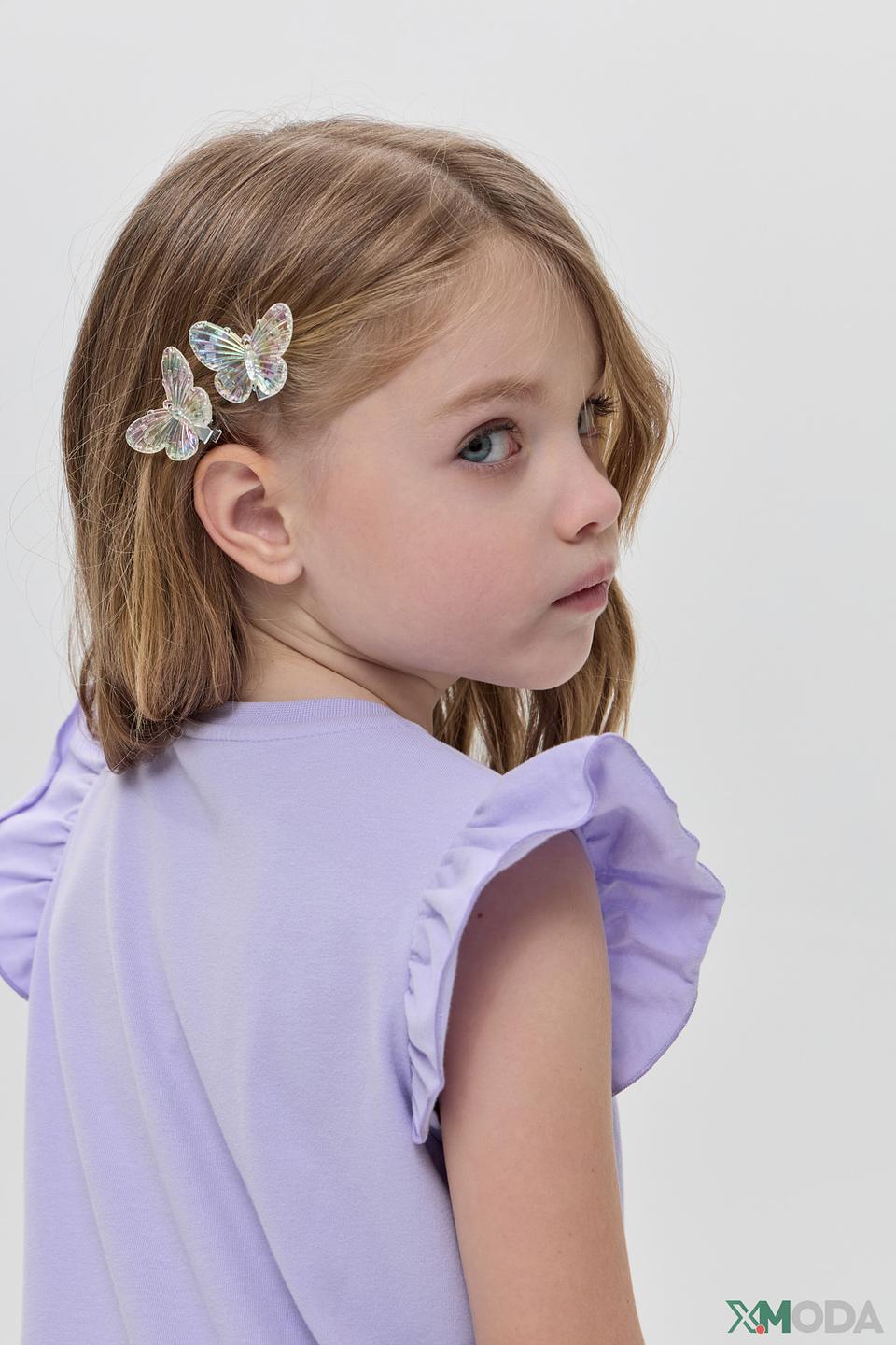 Футболка Choupette лавандовая с драконом и рукавами крылышками