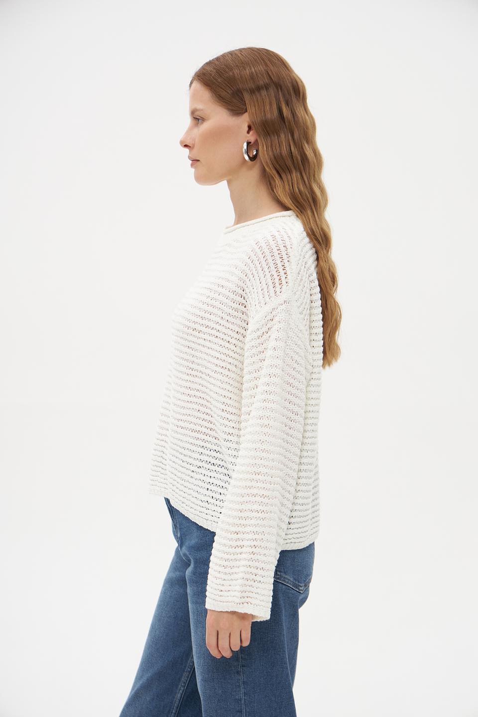 Пуловер Tom Tailor вязаный молочный