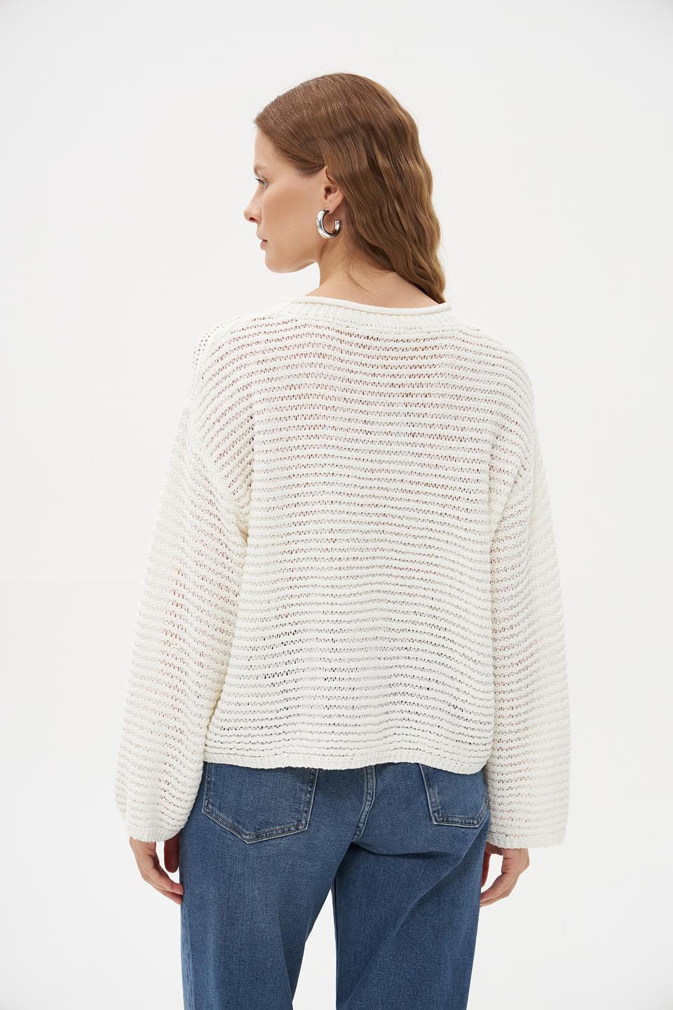 Пуловер Tom Tailor вязаный молочный