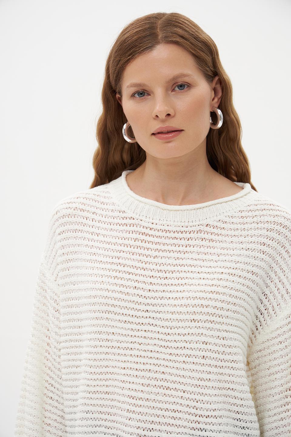 Пуловер Tom Tailor вязаный молочный