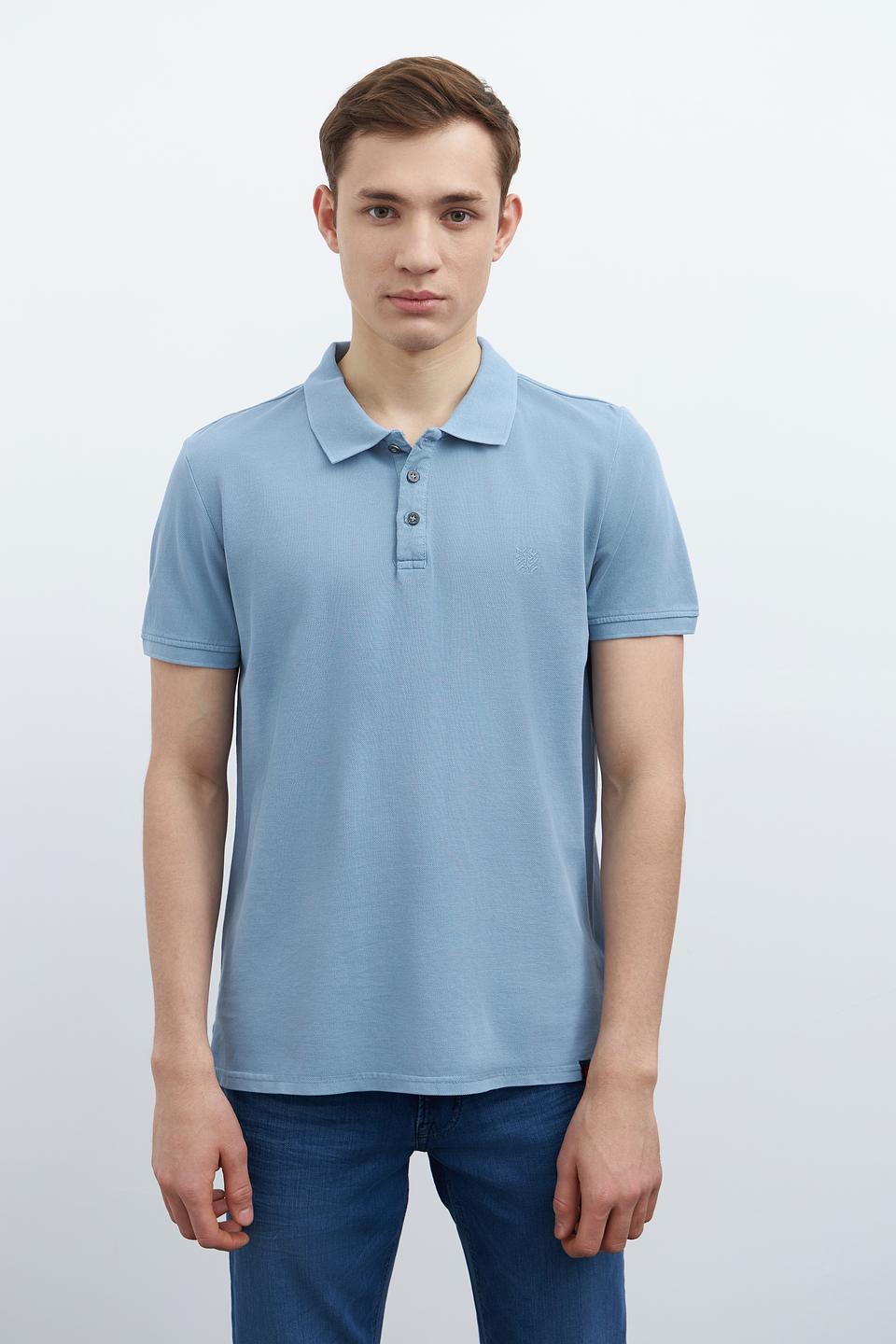 Поло Time Zone голубое