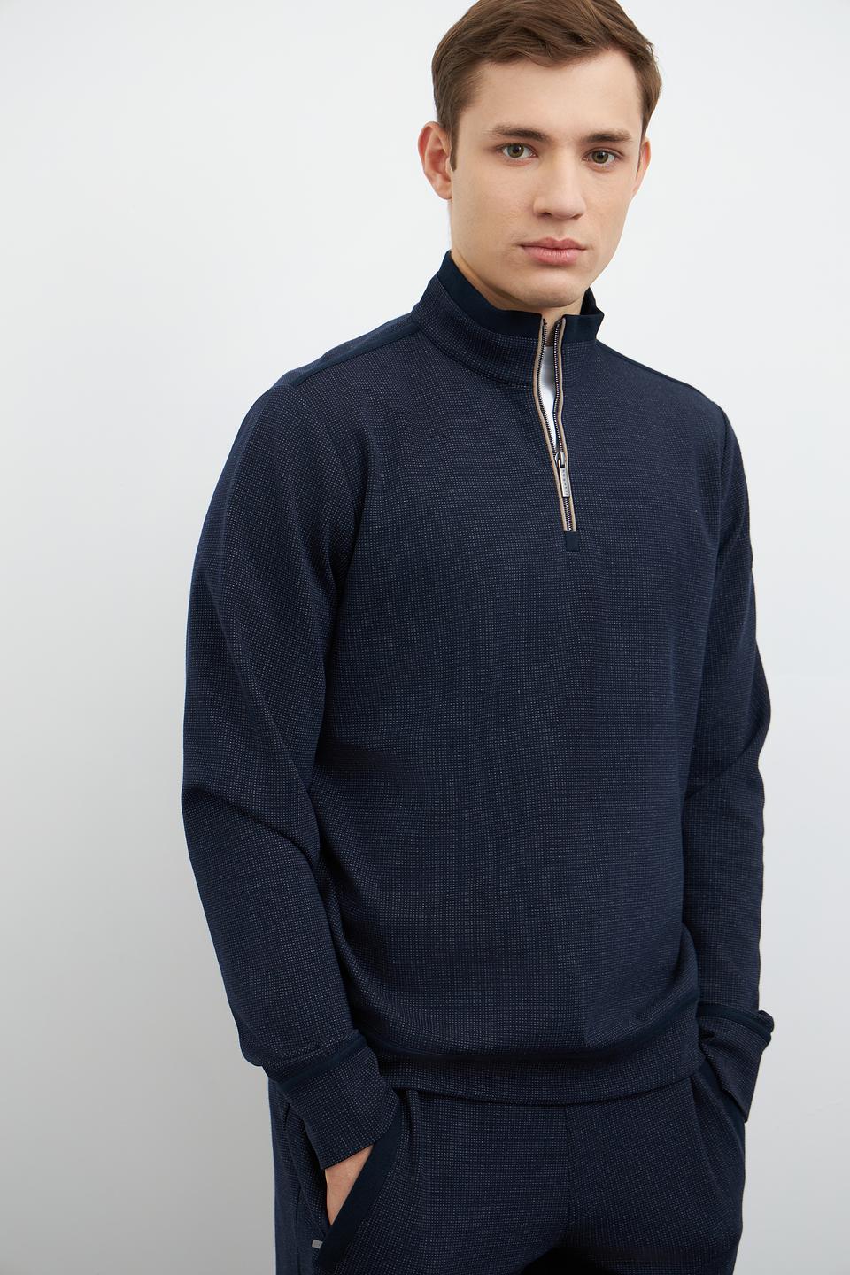 Джемпер Bugatti с молнией темно-синий