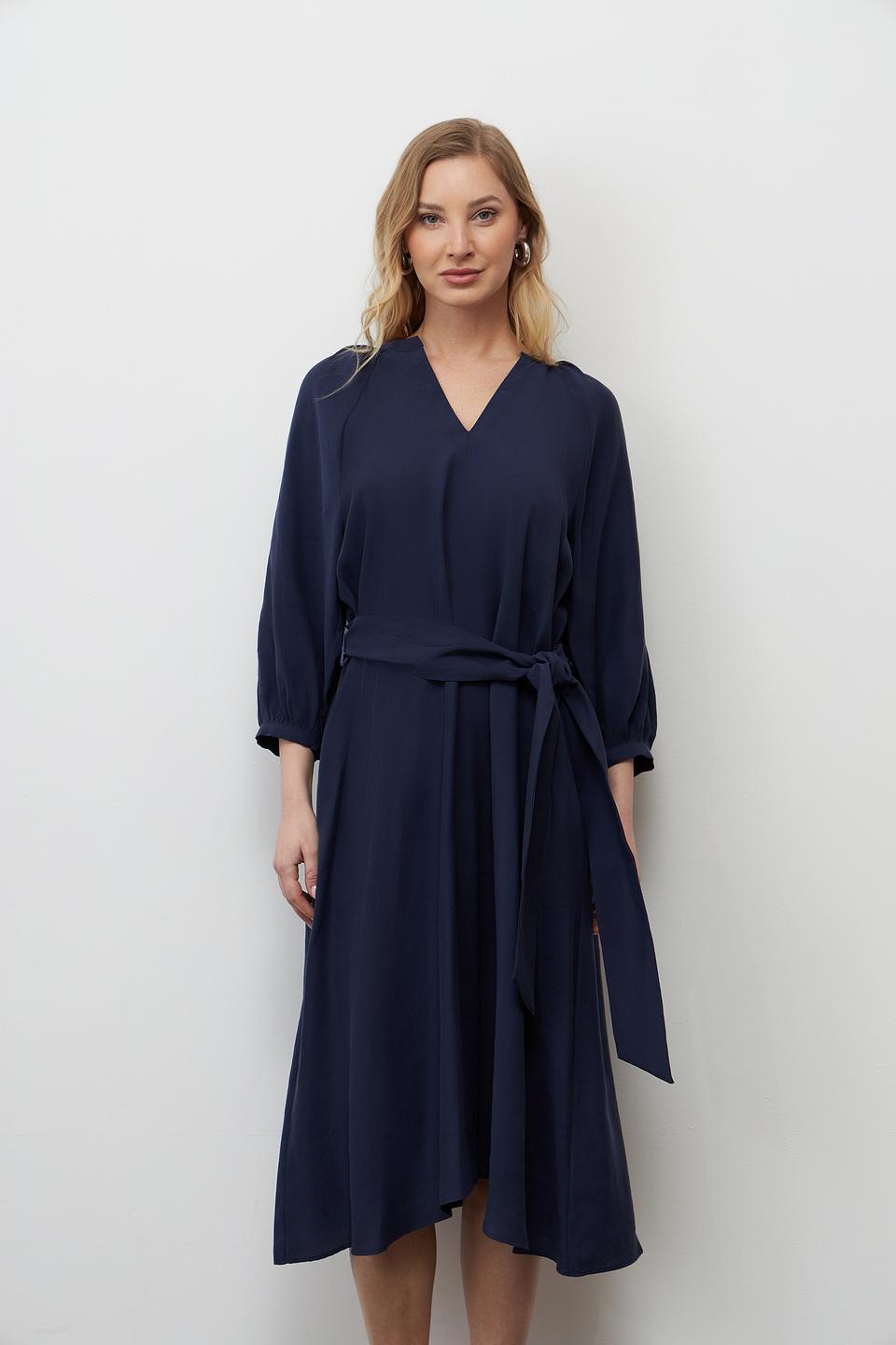 Платье Seidensticker темно-синее с поясом