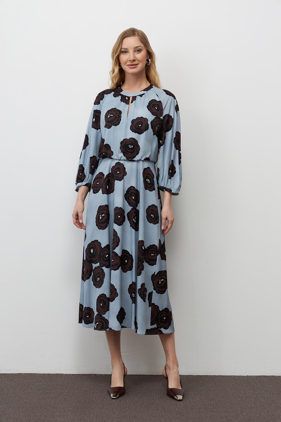 Платье Luisa Cerano с розами голубое