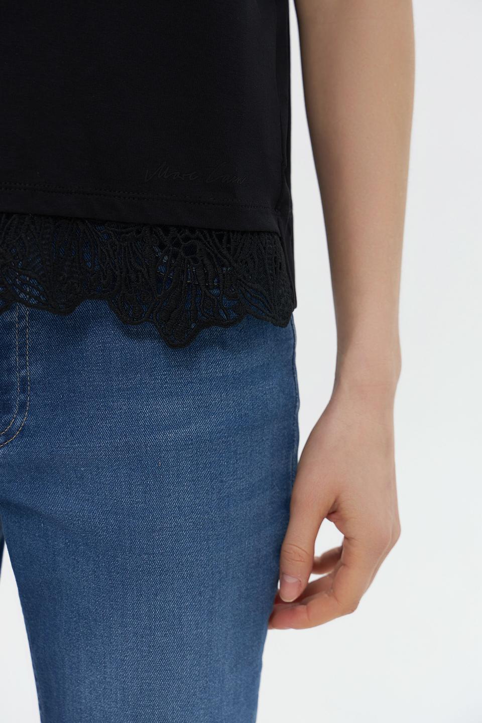 Футболка Marc Cain с кружевом чёрная