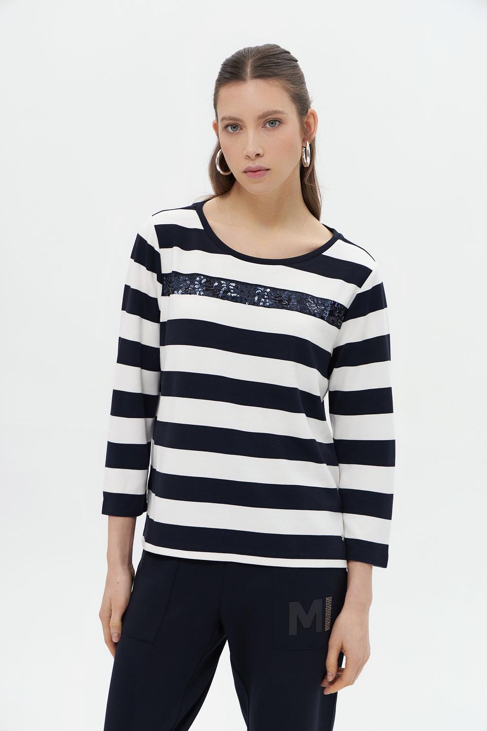 Лонгслив Monari в полоску с пайетками