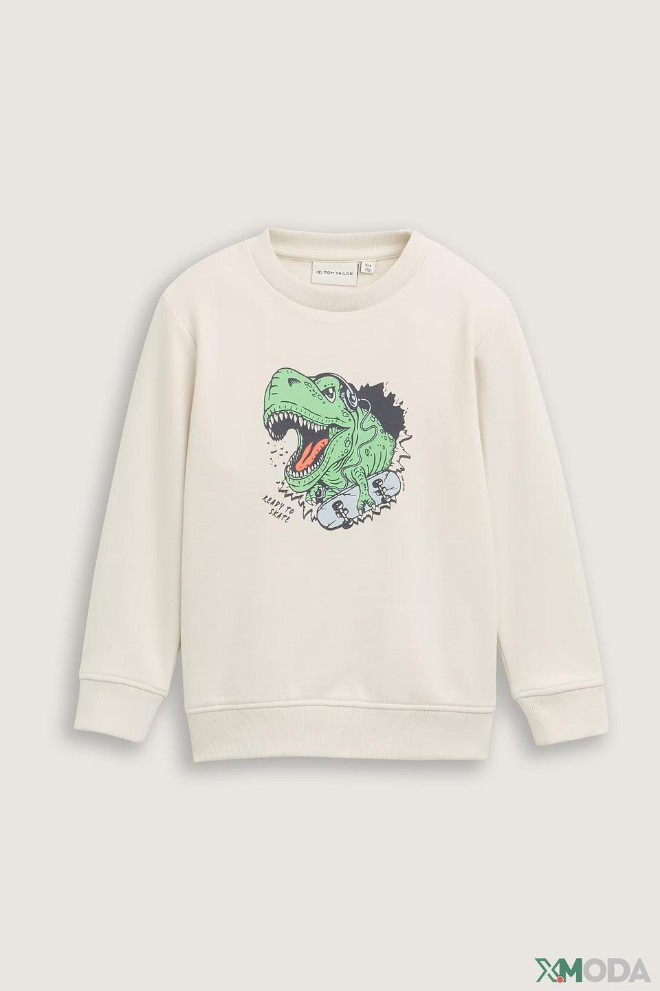 Свитшот Tom Tailor с динозавром бежевый