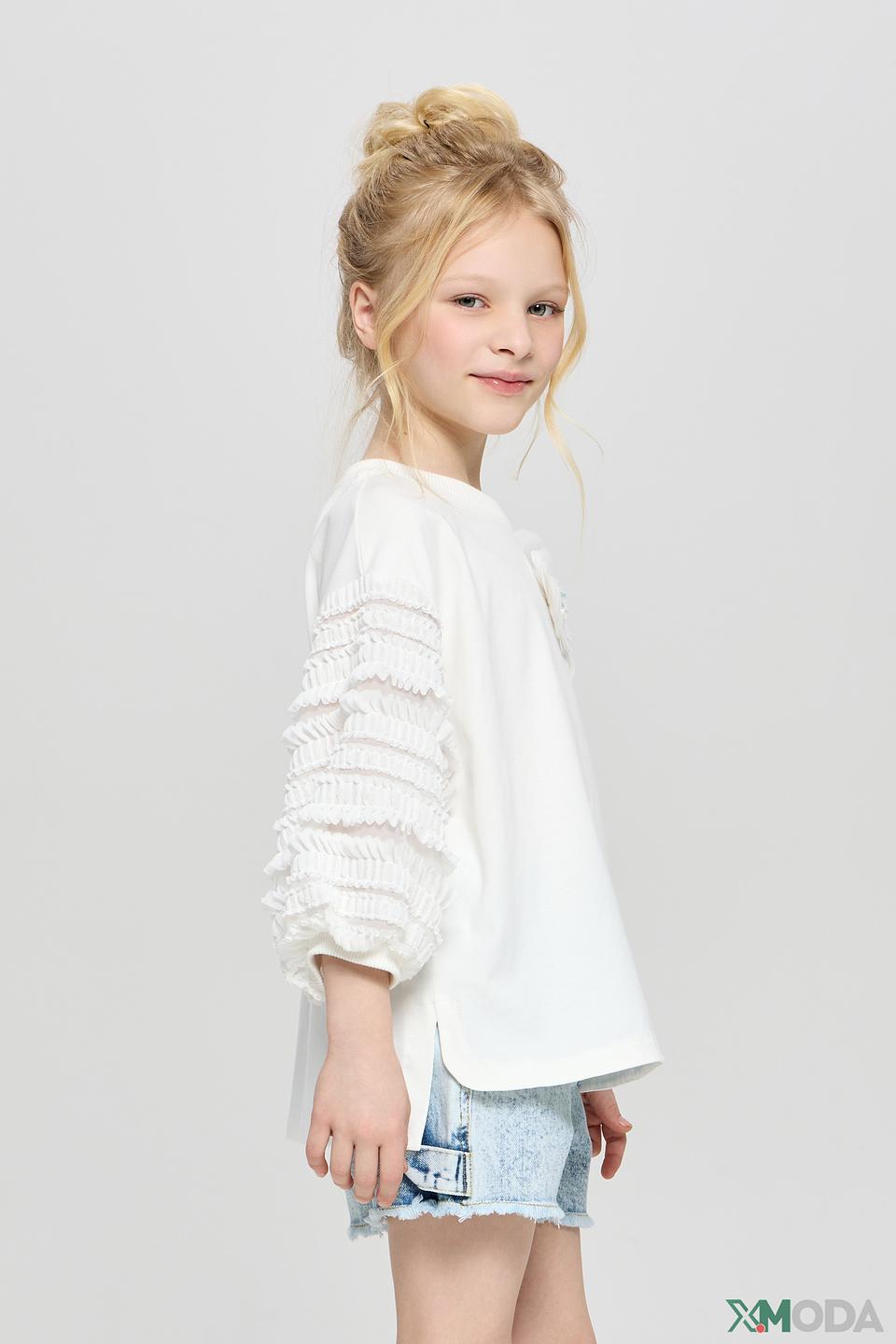 Белая детская футболка Choupette с отделкой на рукавах