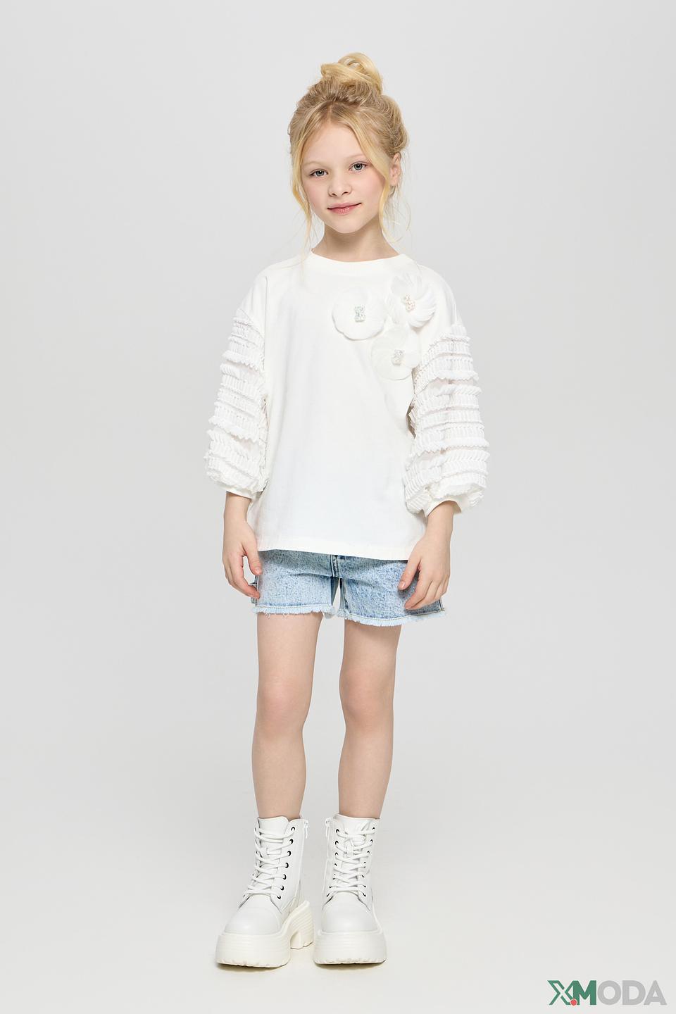 Белая детская футболка Choupette с отделкой на рукавах