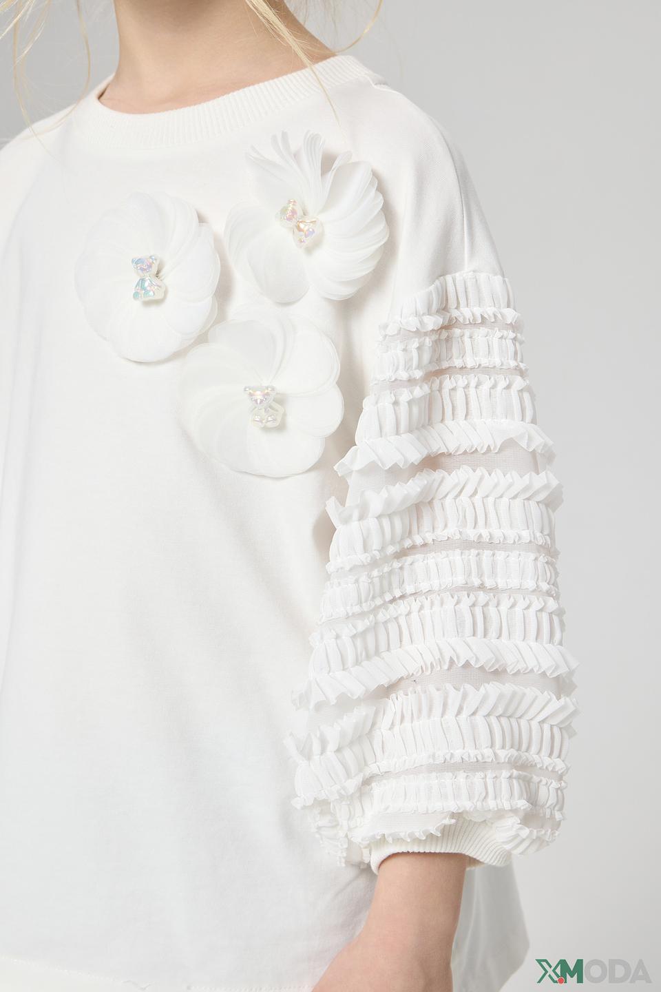 Белая детская футболка Choupette с отделкой на рукавах