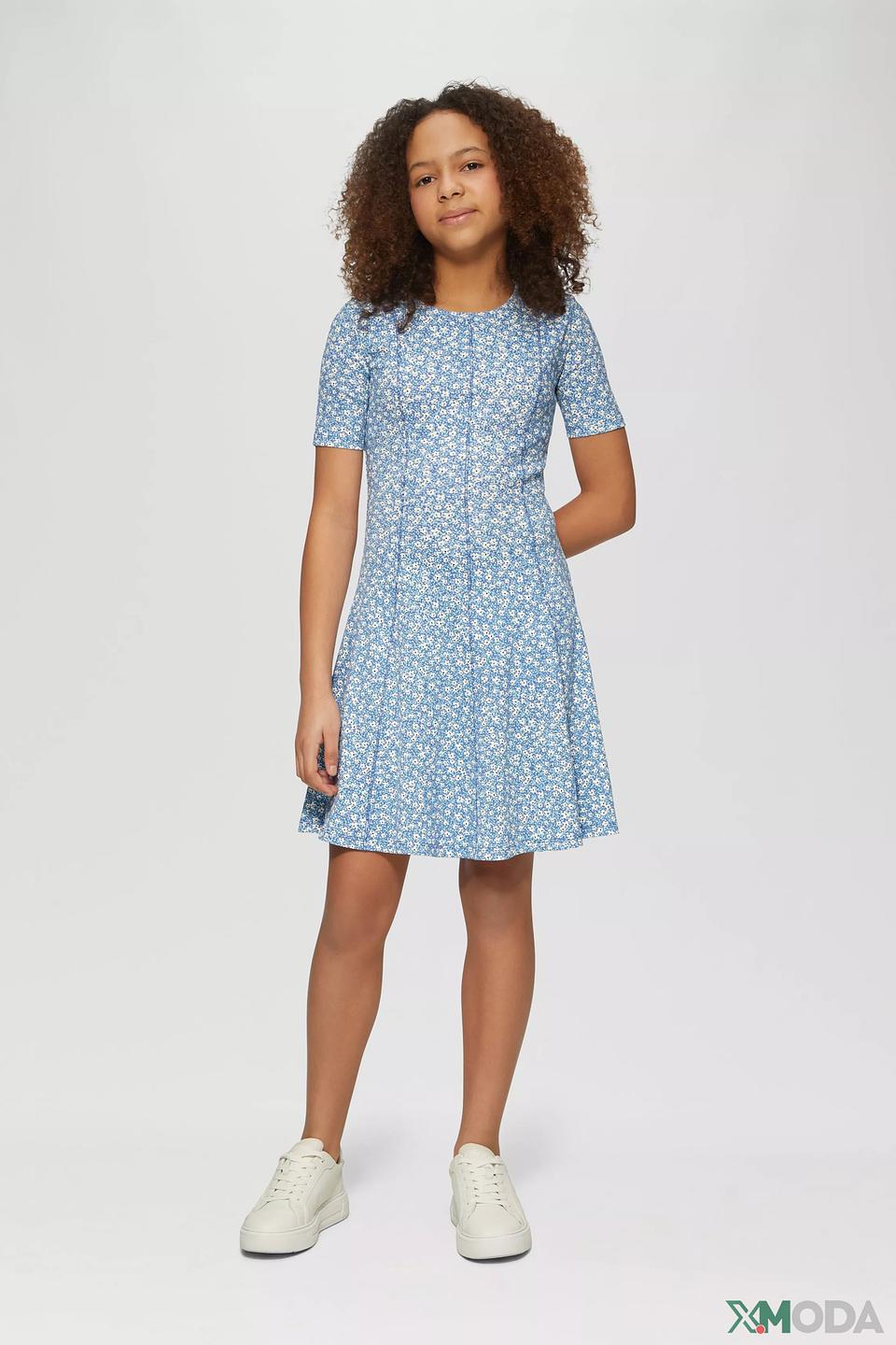 Платье s.Oliver с цветочным принтом голубое