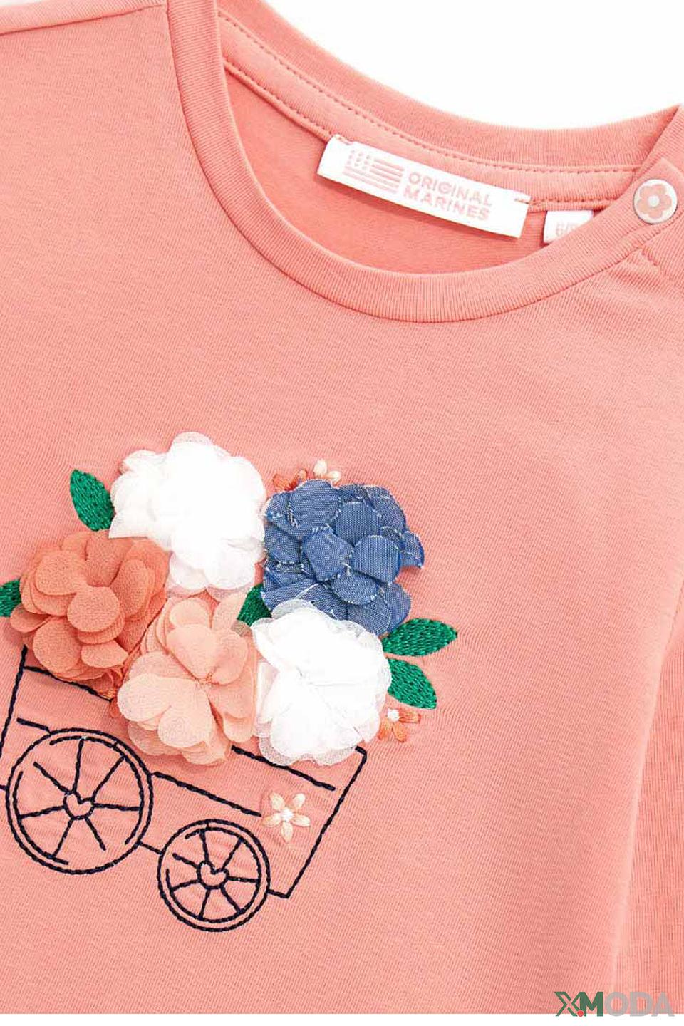 Футболка Original Marines коралловая с вышивкой