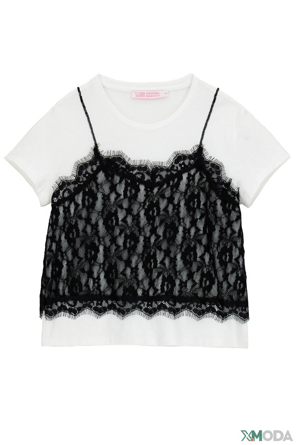 Футболка Original Marines с кружевом белый