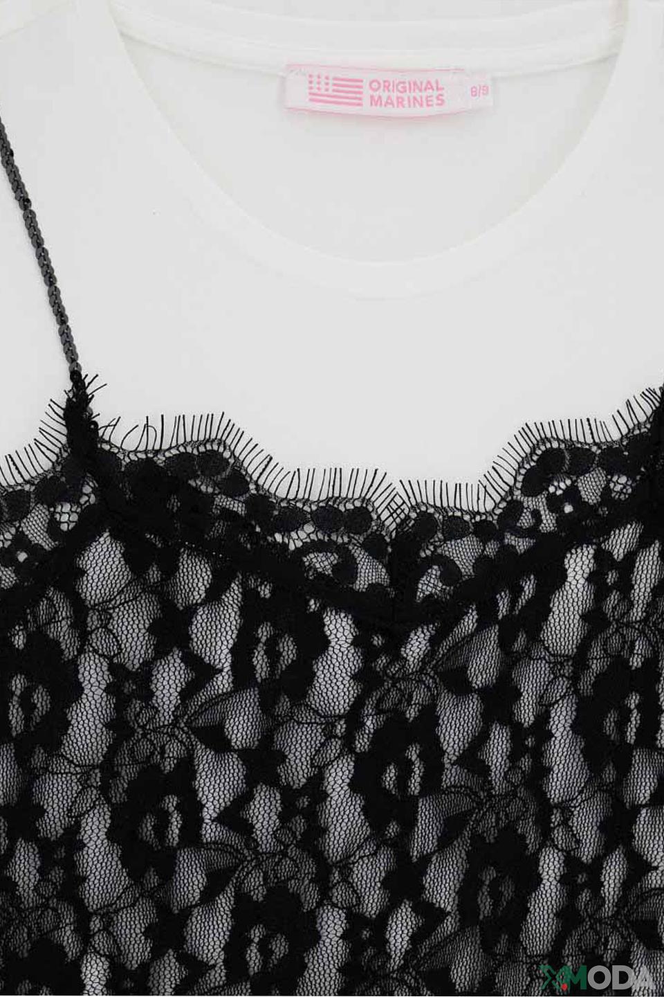 Футболка Original Marines с кружевом белый