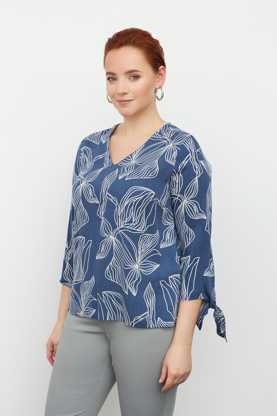 Блузка Toni collection с принтом синий