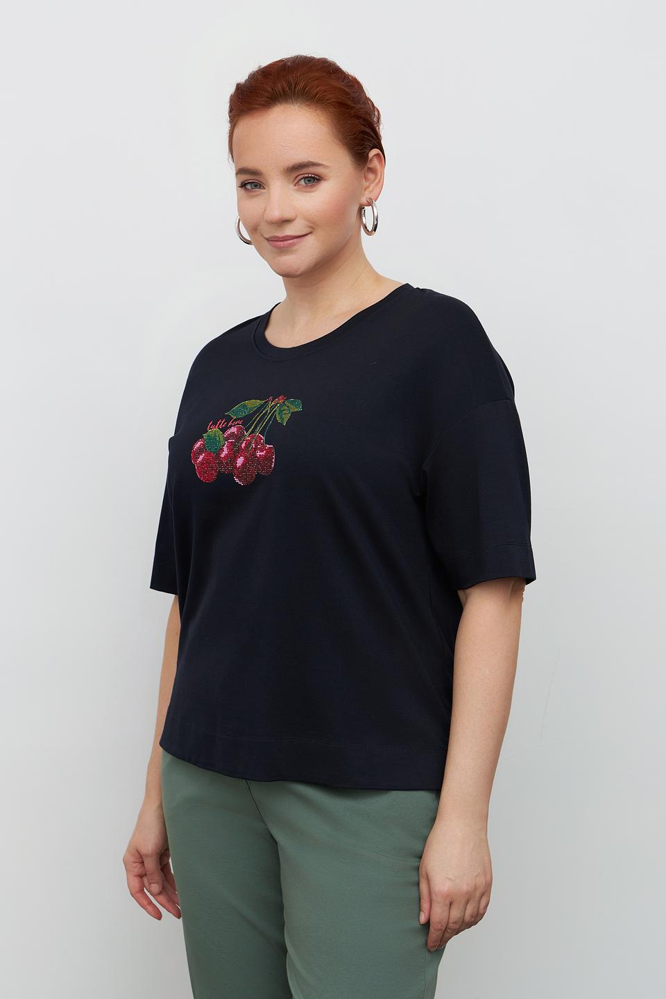 Футболка Margittes с вишнями чёрная