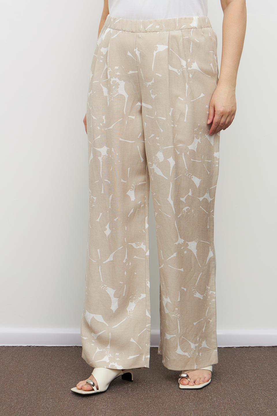 Брюки Margittes с принтом бежевые