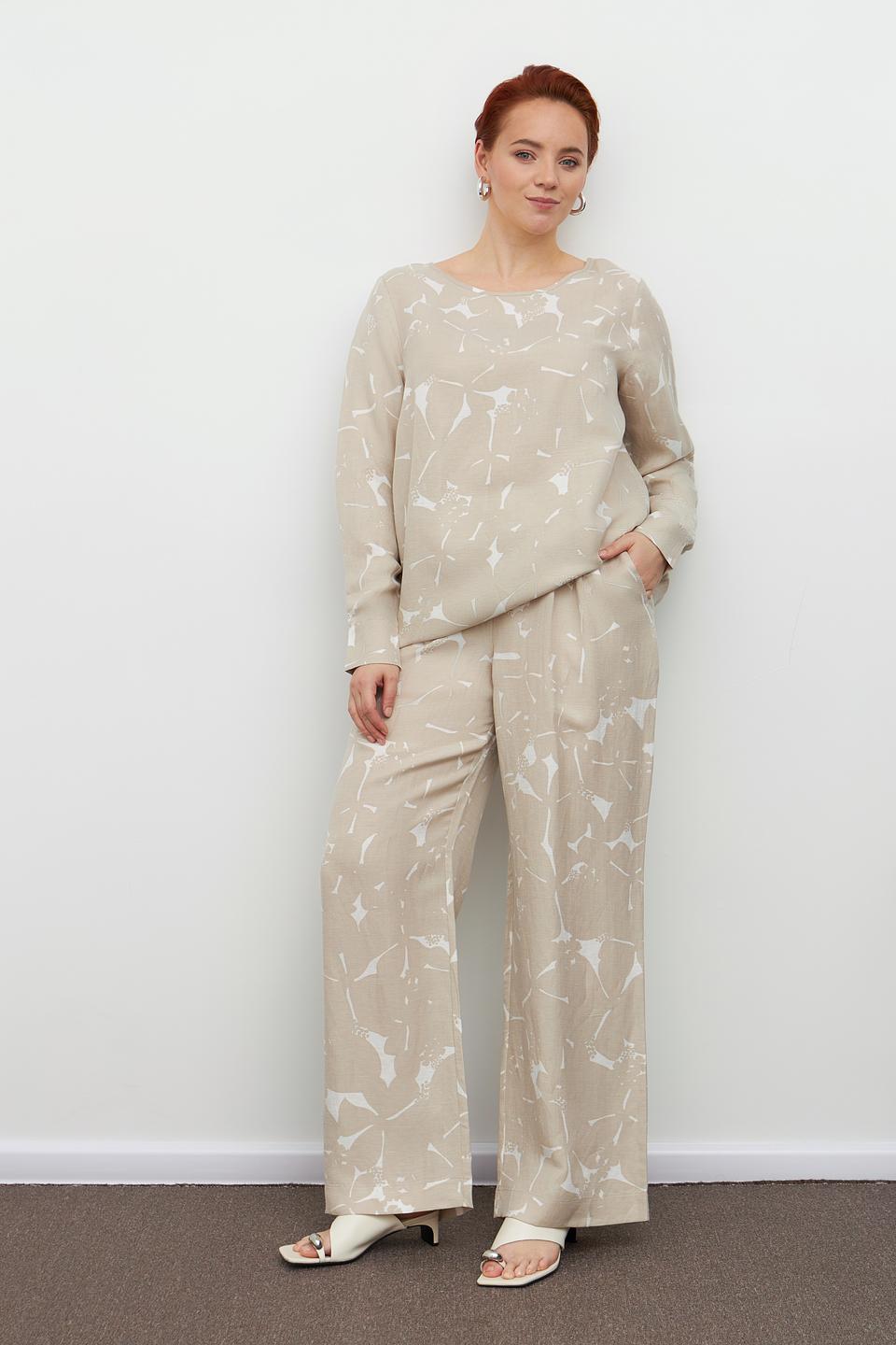 Брюки Margittes с принтом бежевые