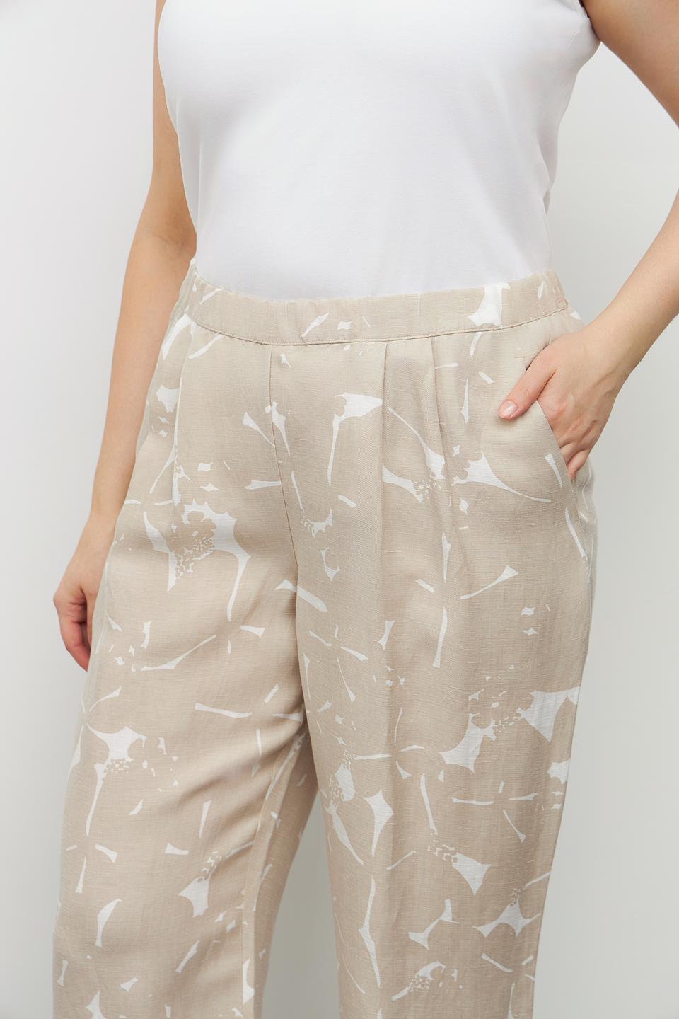 Брюки Margittes с принтом бежевые