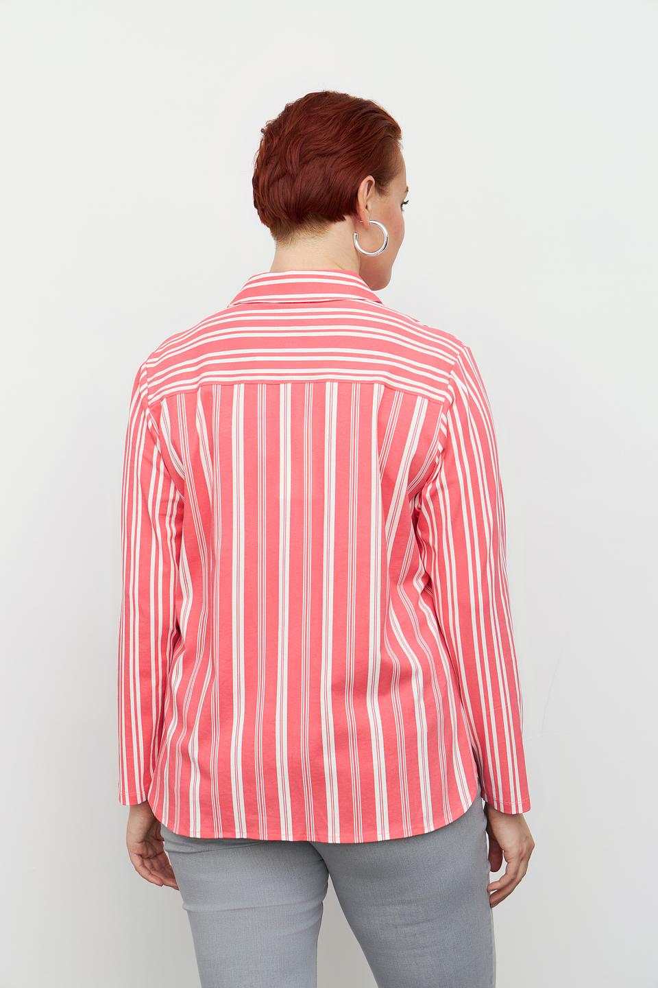 Блуза Lebek в полоску с принтом