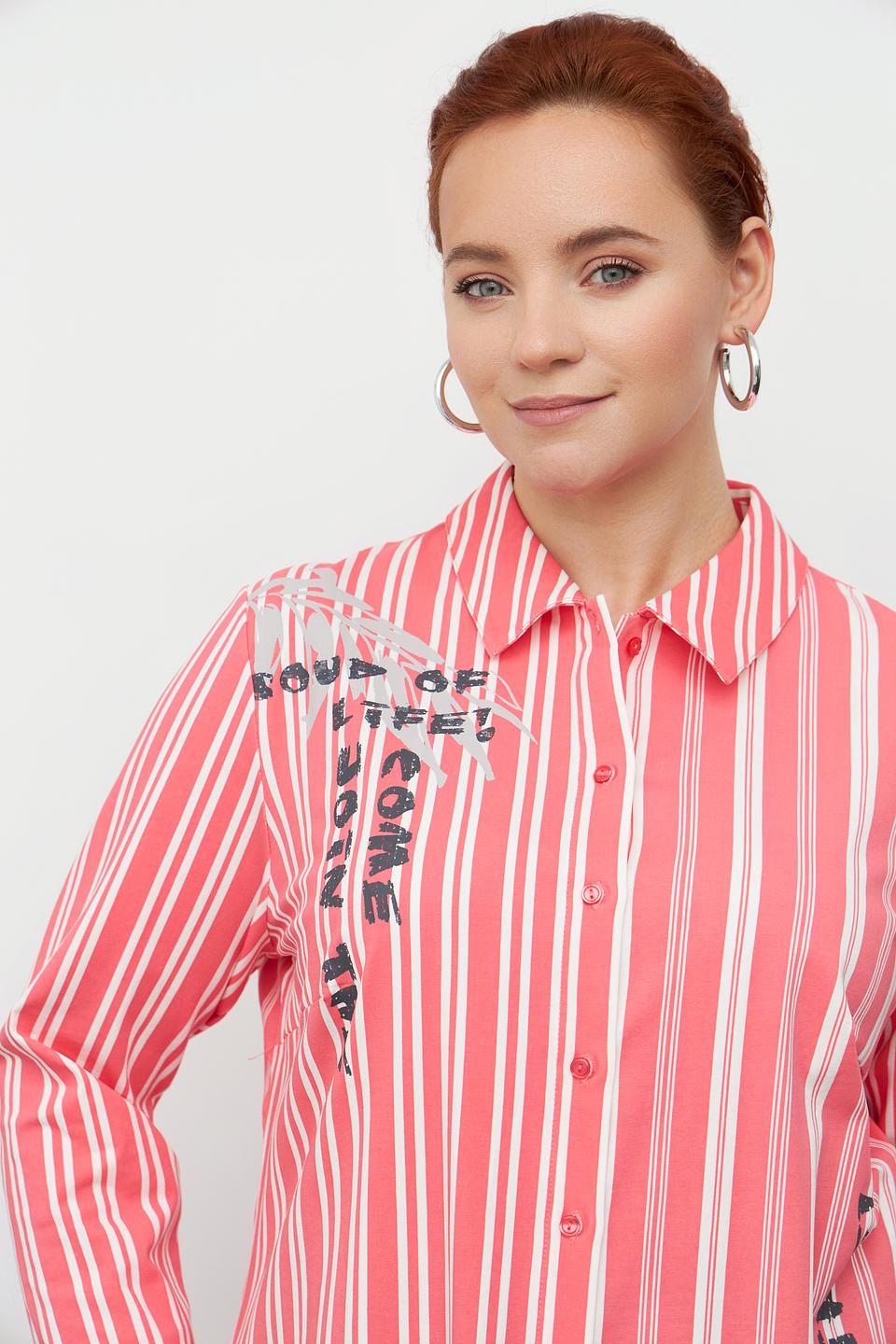 Блуза Lebek в полоску с принтом