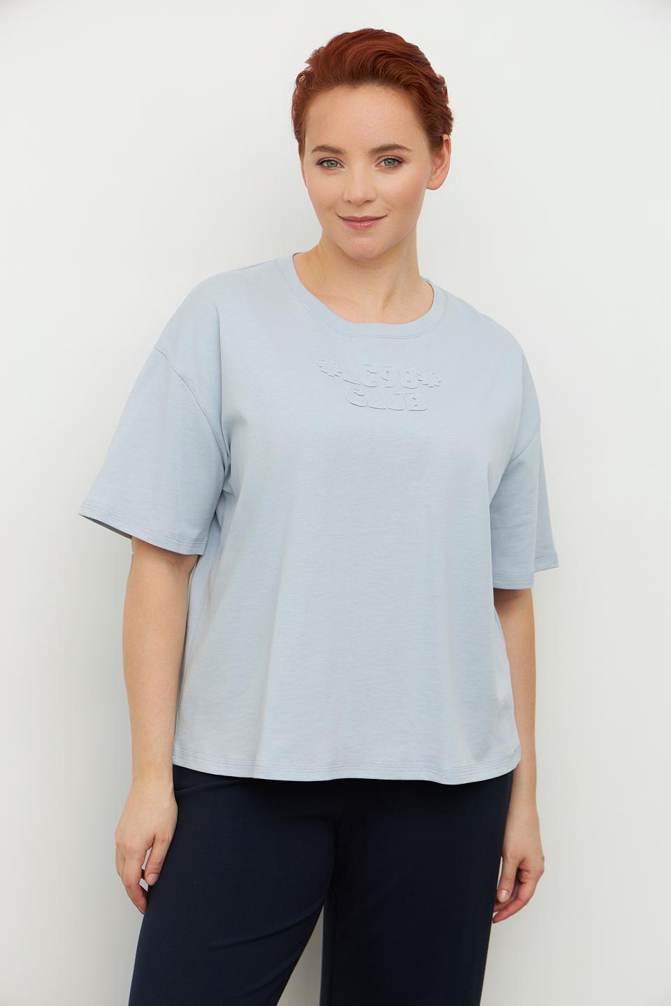 Футболка Luisa Cerano голубая с вышивкой