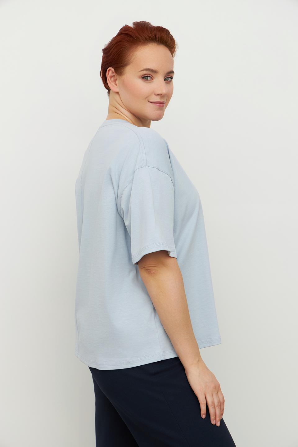 Футболка Luisa Cerano голубая с вышивкой