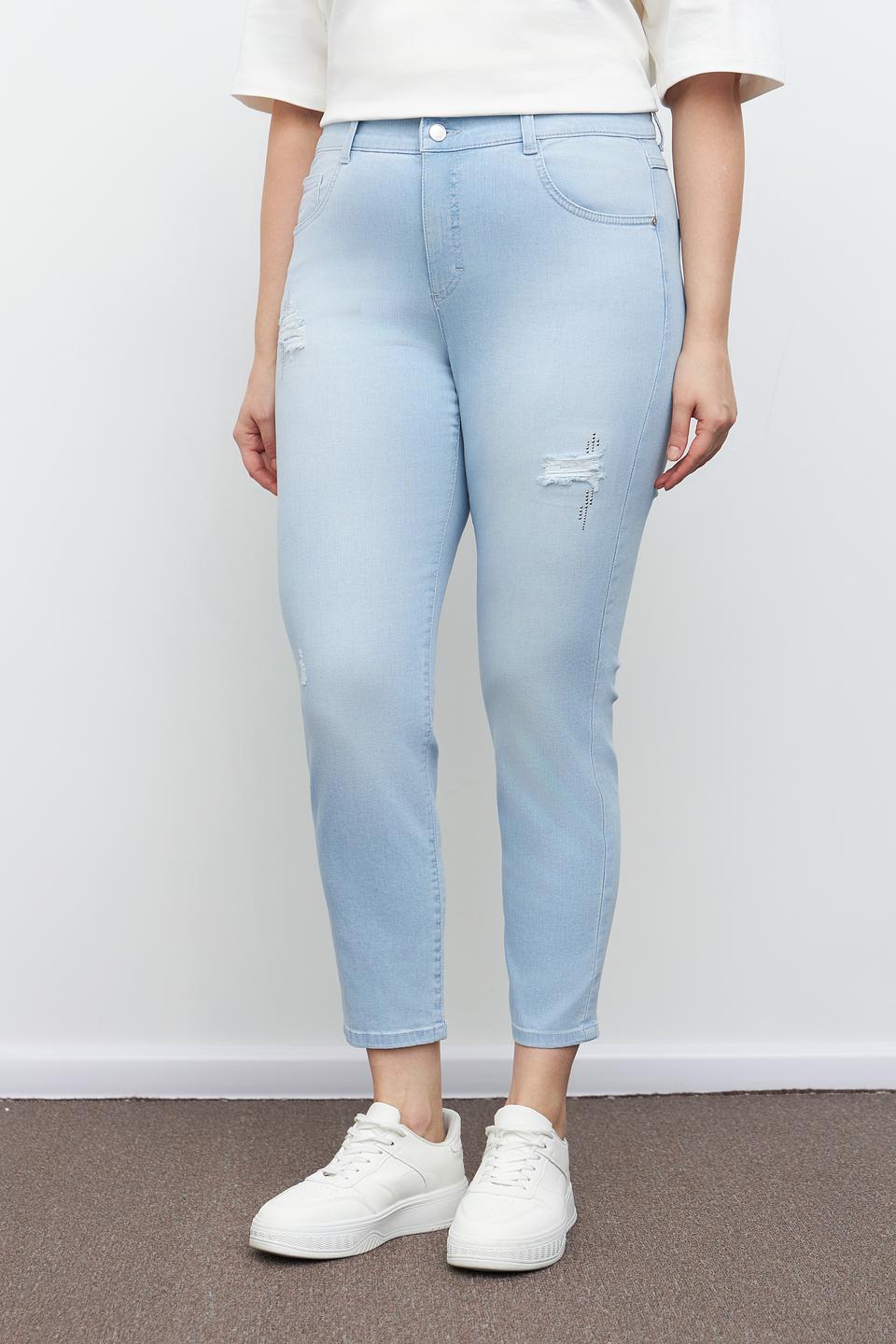 Джинсы с потертостями Rabe collection голубые
