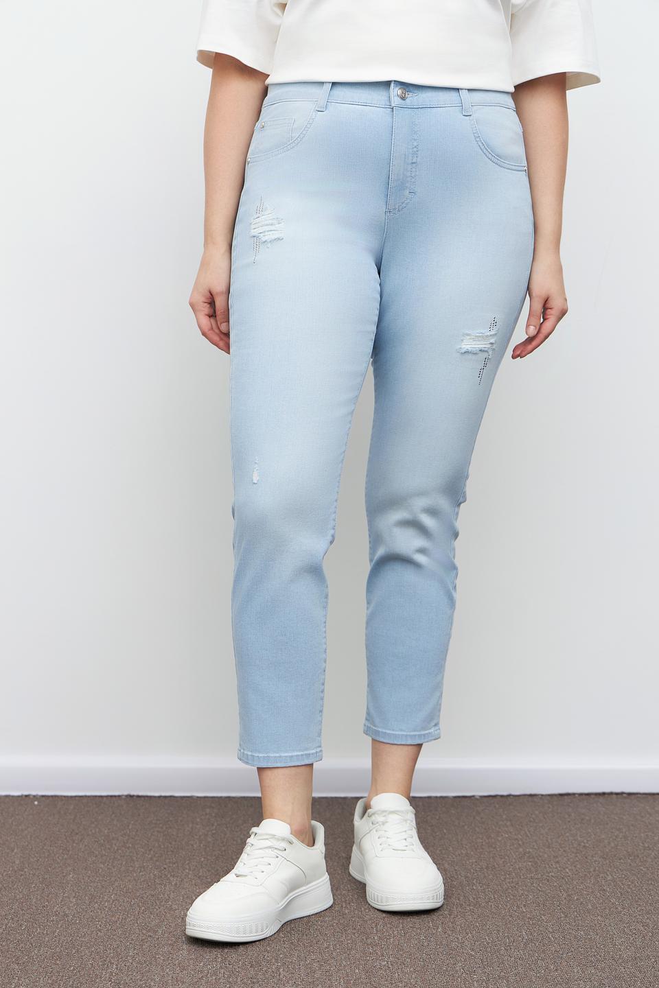 Джинсы с потертостями Rabe collection голубые
