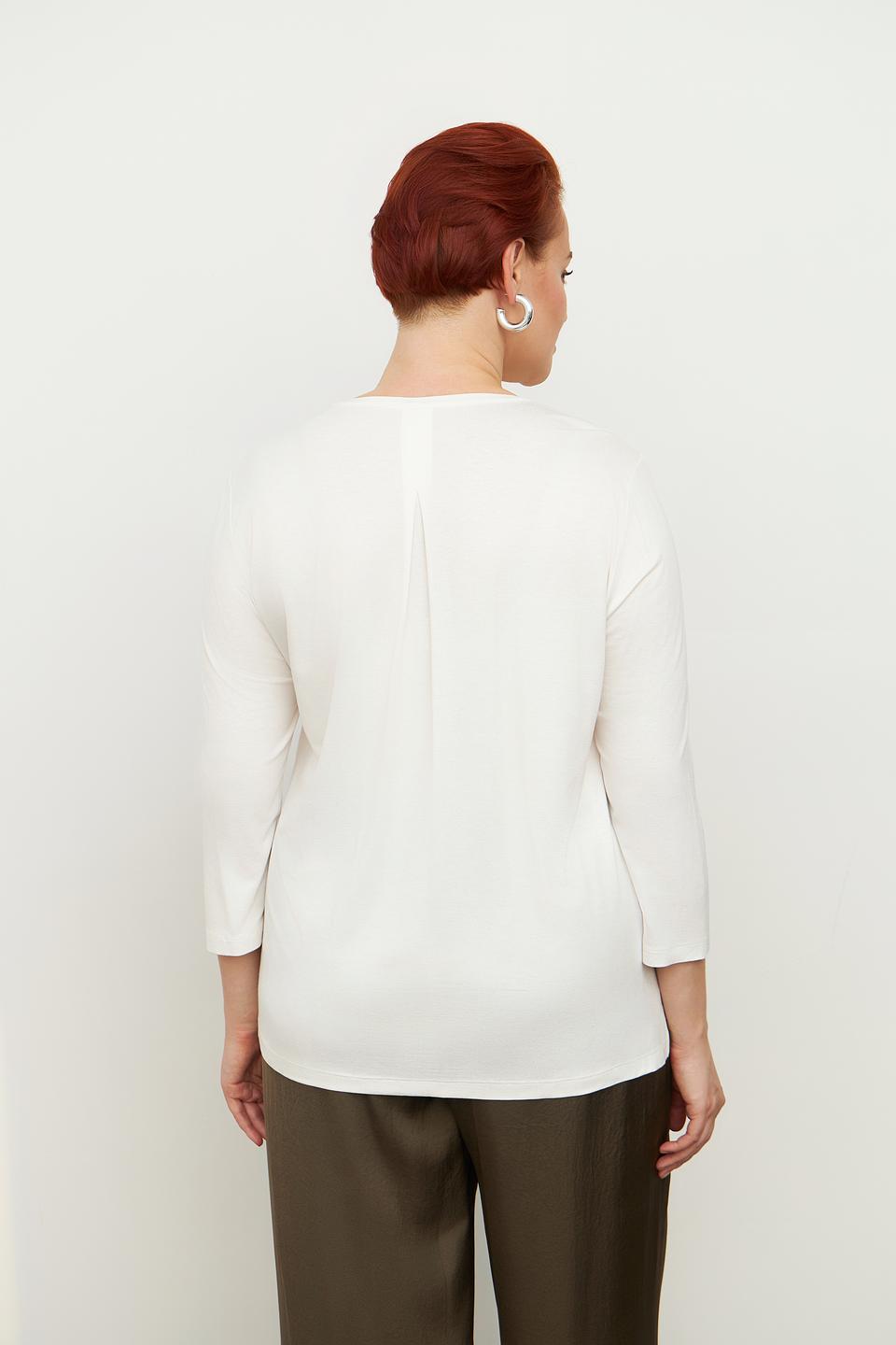 Блуза Rabe collection белая с V-образным вырезом