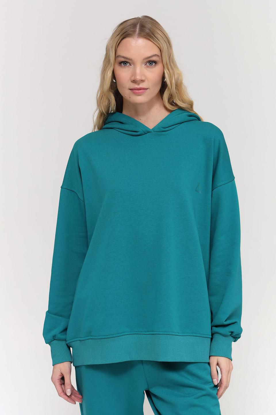 Пуловер Pezzo с капюшоном изумрудный