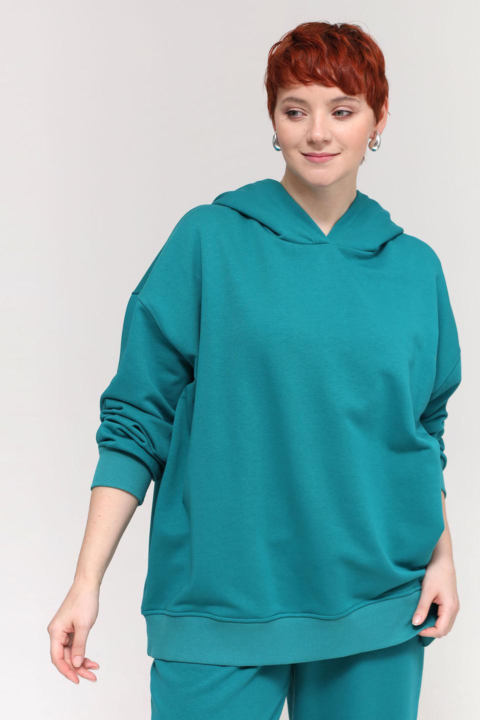 Пуловер Pezzo с капюшоном изумрудный