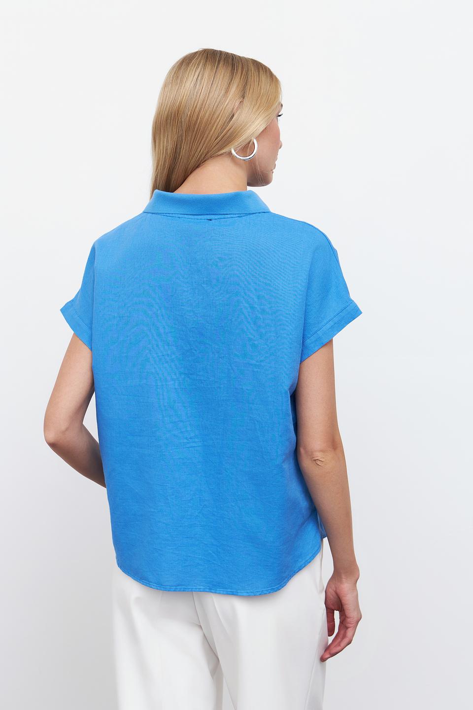 Блуза Pezzo голубая с воротником-поло