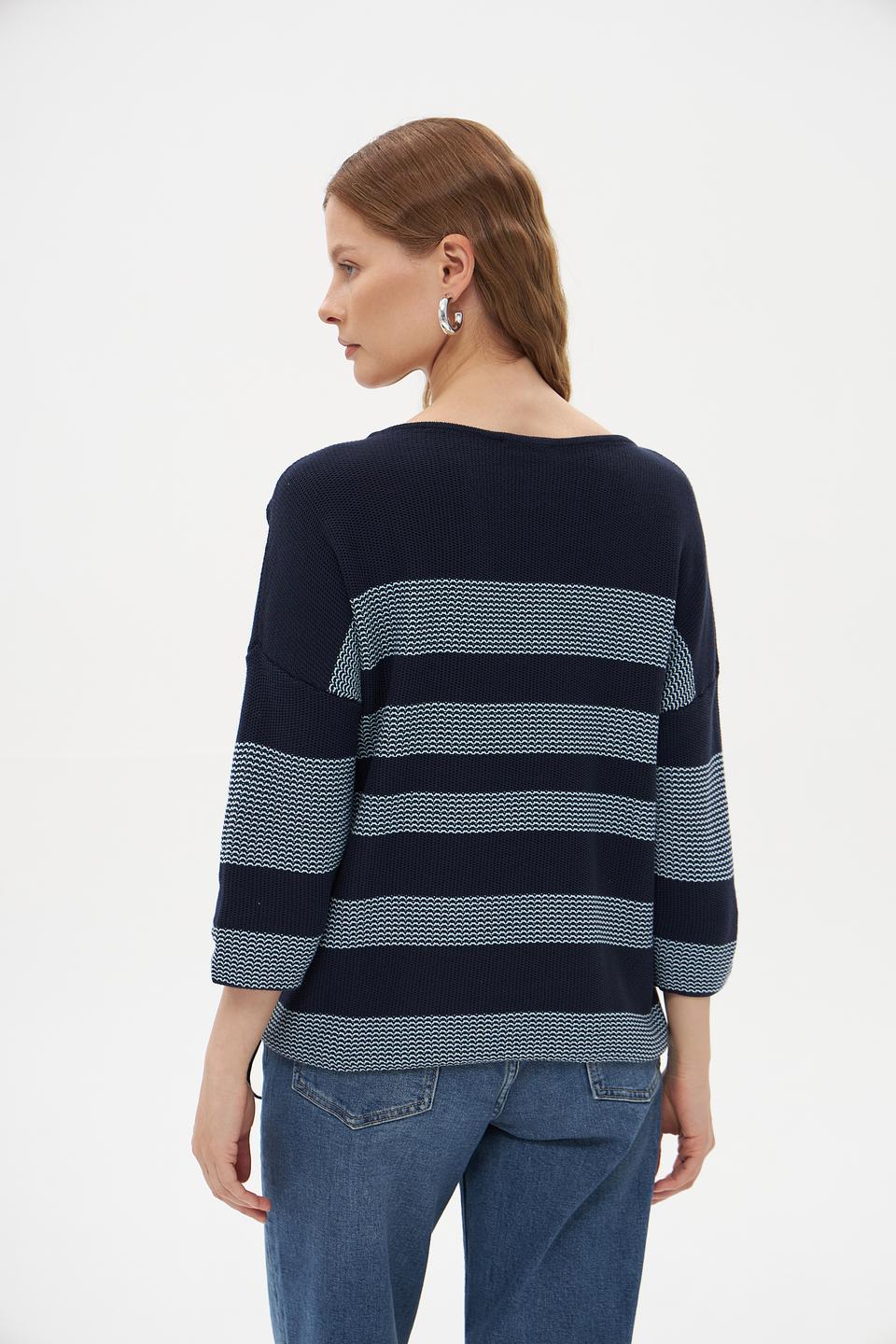 Пуловер Pezzo синий с голубыми полосками и кулиской