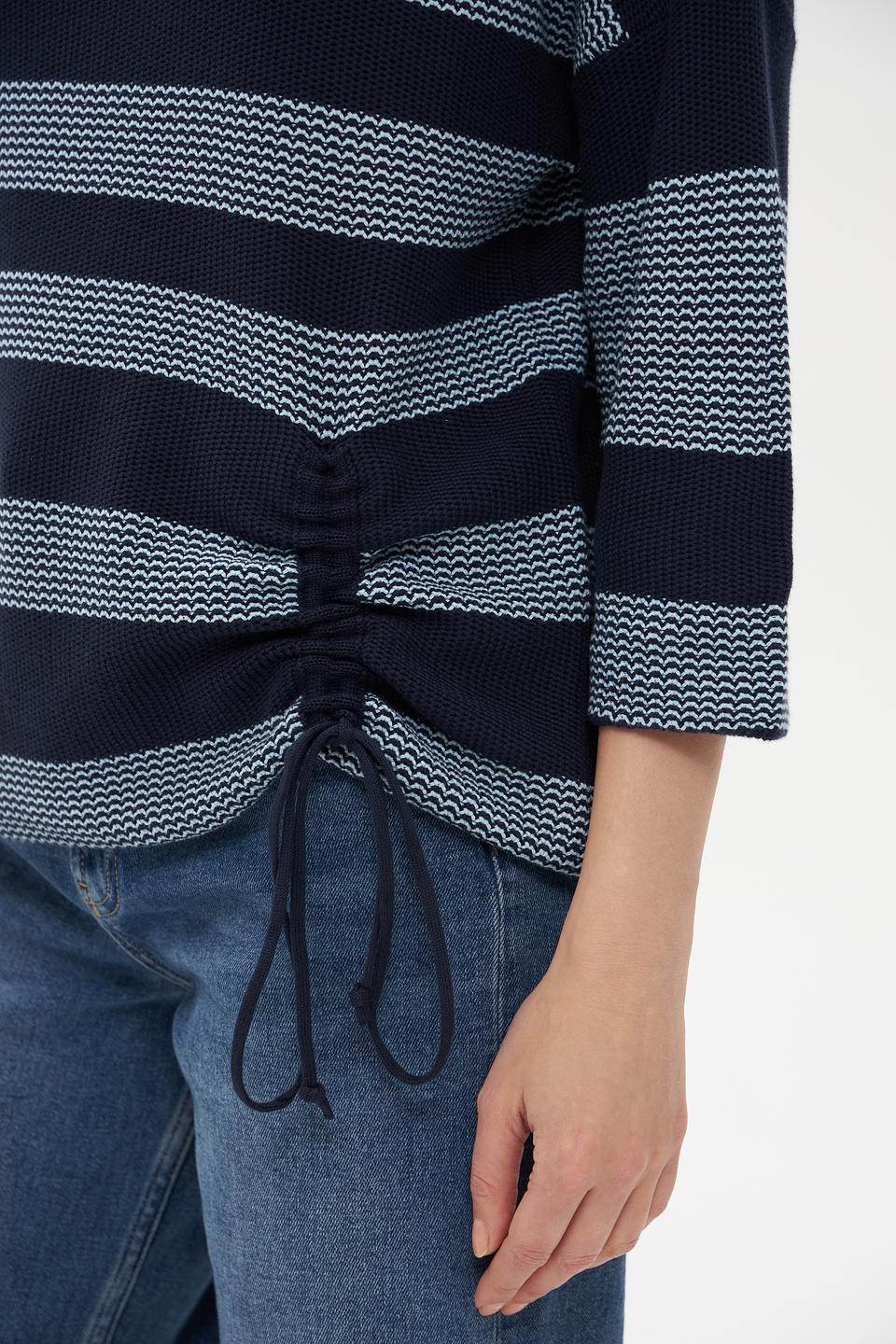 Пуловер Pezzo синий с голубыми полосками и кулиской