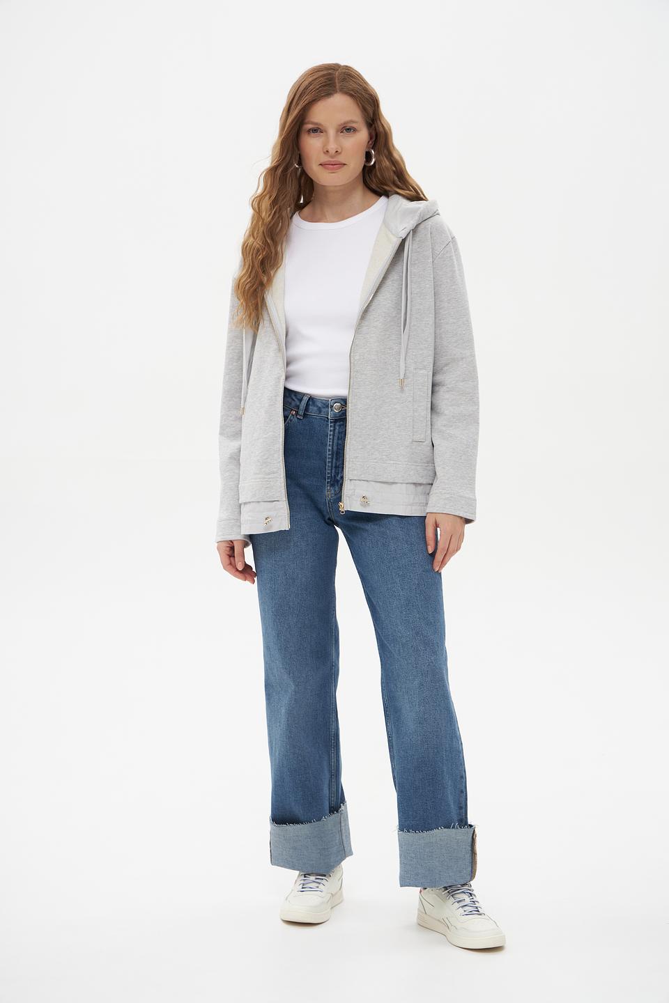 Пуловер Pezzo серый на молнии