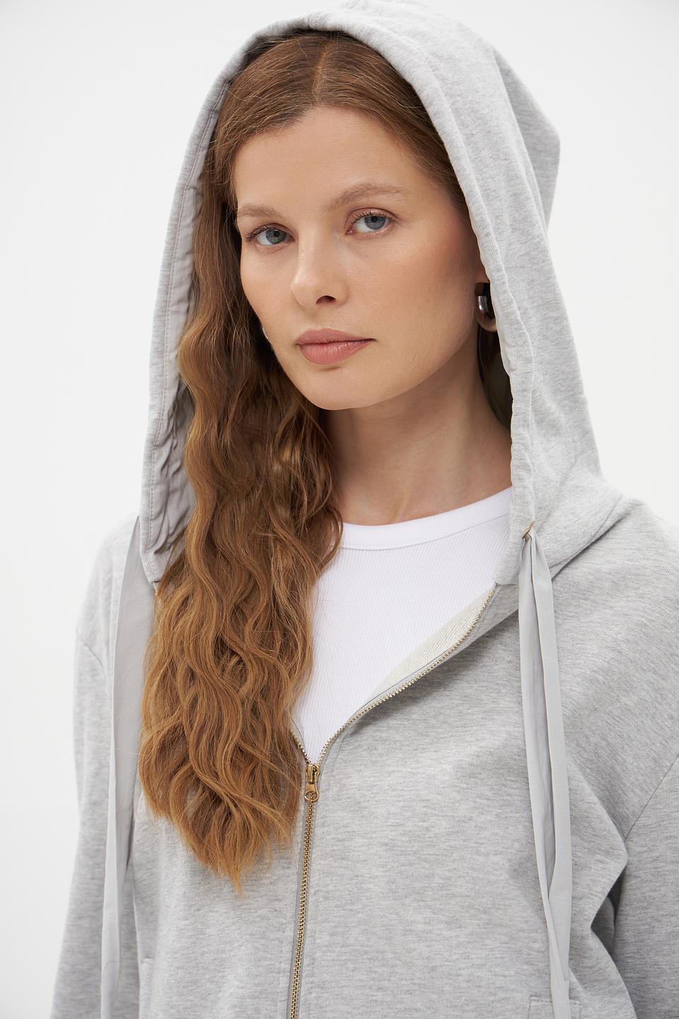 Пуловер Pezzo серый на молнии