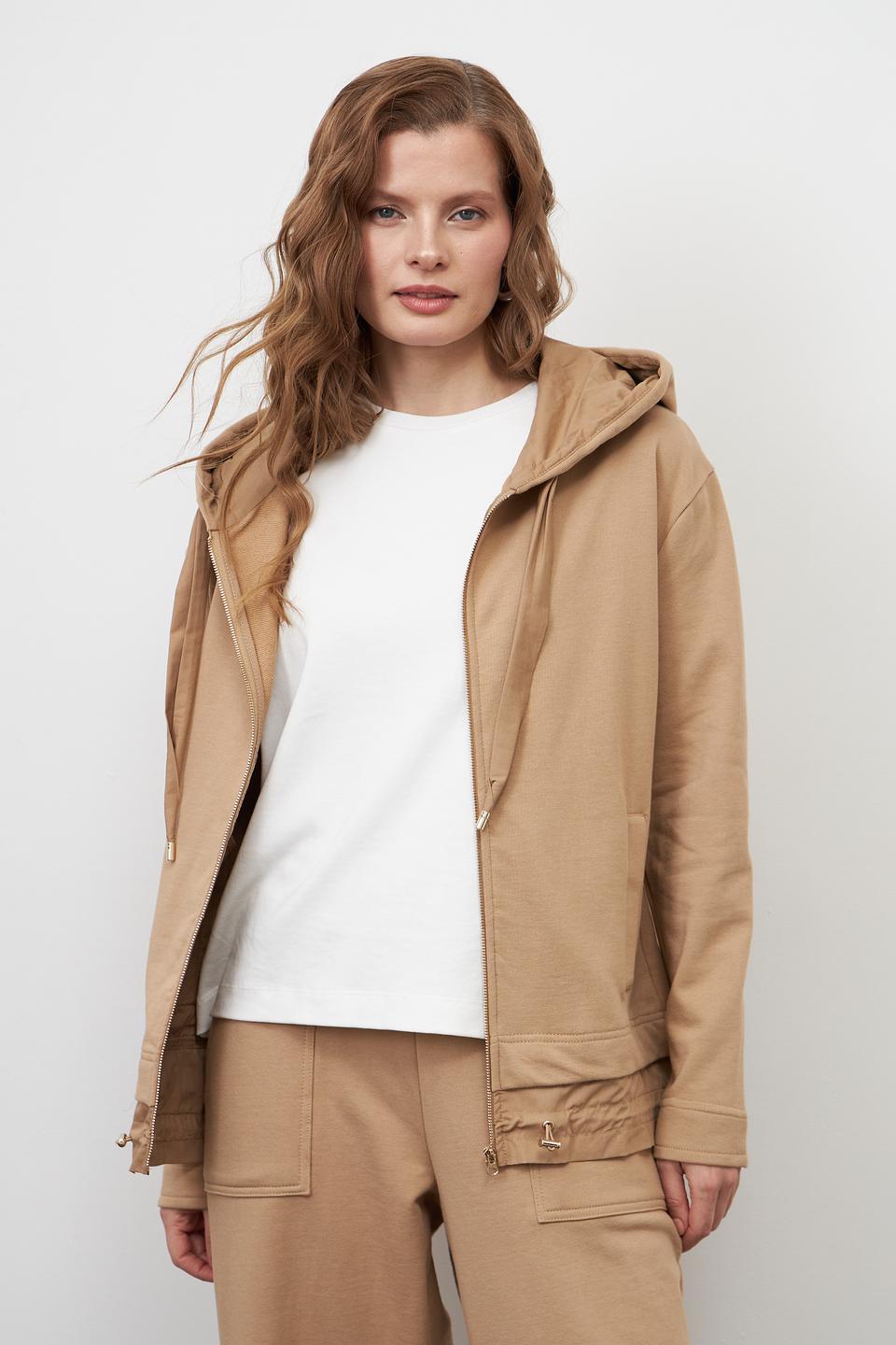 Пуловер Pezzo на молнии бежевый